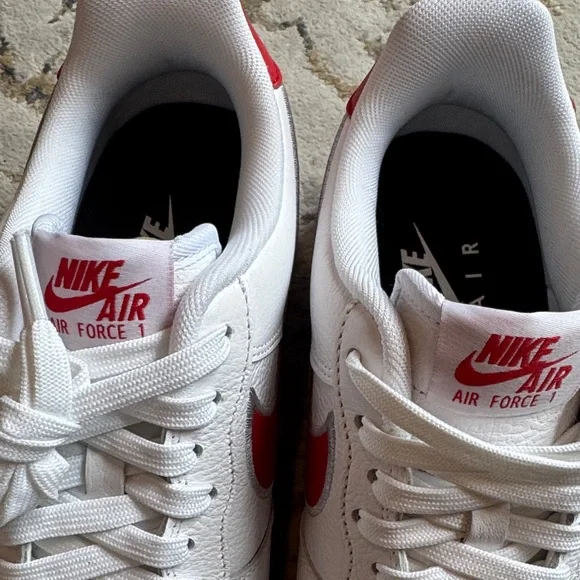 Nike Air Force 1 White, Gray and Red Air Sneakers. New in Box - Picture 2 of 6